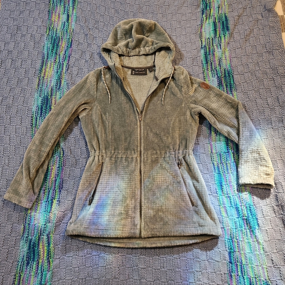 Free Country Gray/Blue Hooded Zip-Up Jacket